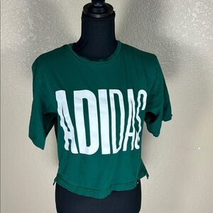 Adidas Forest Green Logo Crop Tee